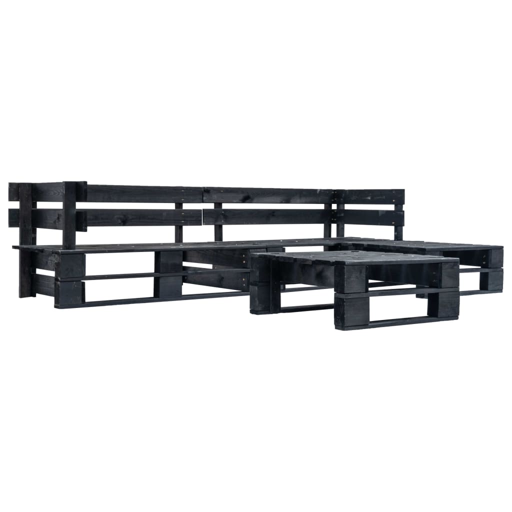 vidaXL 4-delige Loungeset pallet hout grijs