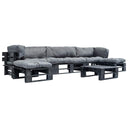 vidaXL 6-delige Loungeset pallet met grijze kussens hout