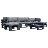 vidaXL 6-delige Loungeset pallet met grijze kussens hout