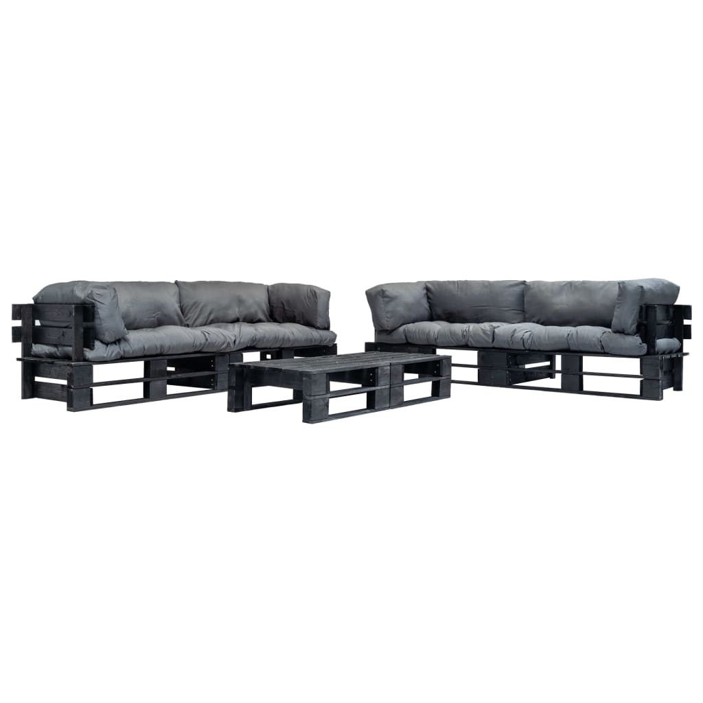 vidaXL 6-Piece Pallet Lounge Set with Sand-Colored Cushions Wood