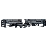 vidaXL 6-Piece Pallet Lounge Set with Sand-Colored Cushions Wood