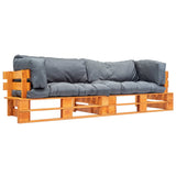vidaXL 2-delige Tuinbankenset pallet met zandkleur kussens grenenhout