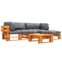 vidaXL 4-delige Loungeset pallet met zandkleurige kussens hout