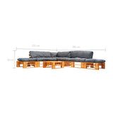 vidaXL 6-delige Loungeset pallet met grijze kussens hout