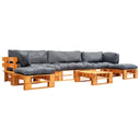 vidaXL 6-delige Loungeset pallet met grijze kussens hout