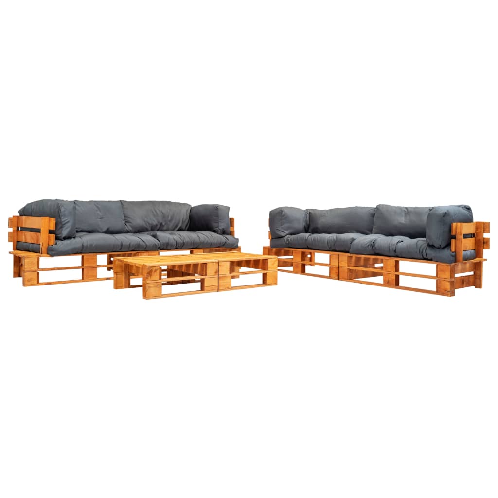vidaXL 6-Piece Pallet Lounge Set with Sand-Colored Cushions Wood