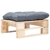 vidaXL Tuinhocker met grijs kussen pallet hout grijs