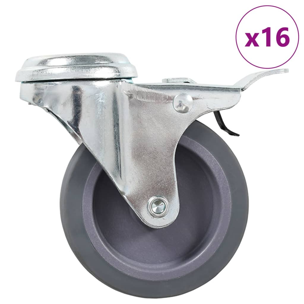 vidaXL Roulettes pivotantes avec trous de boulon et freins doubles 4 pcs 75 mm