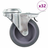 vidaXL Roulettes pivotantes avec trous de boulon et freins doubles 4 pcs 75 mm