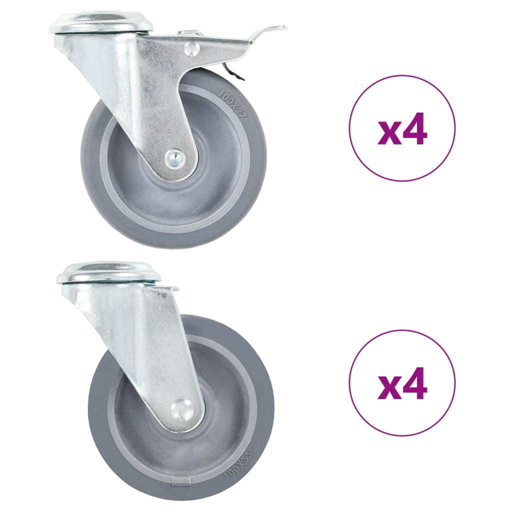 vidaXL Swivel Casters with Bolt Holes 4 pcs 100 mm
