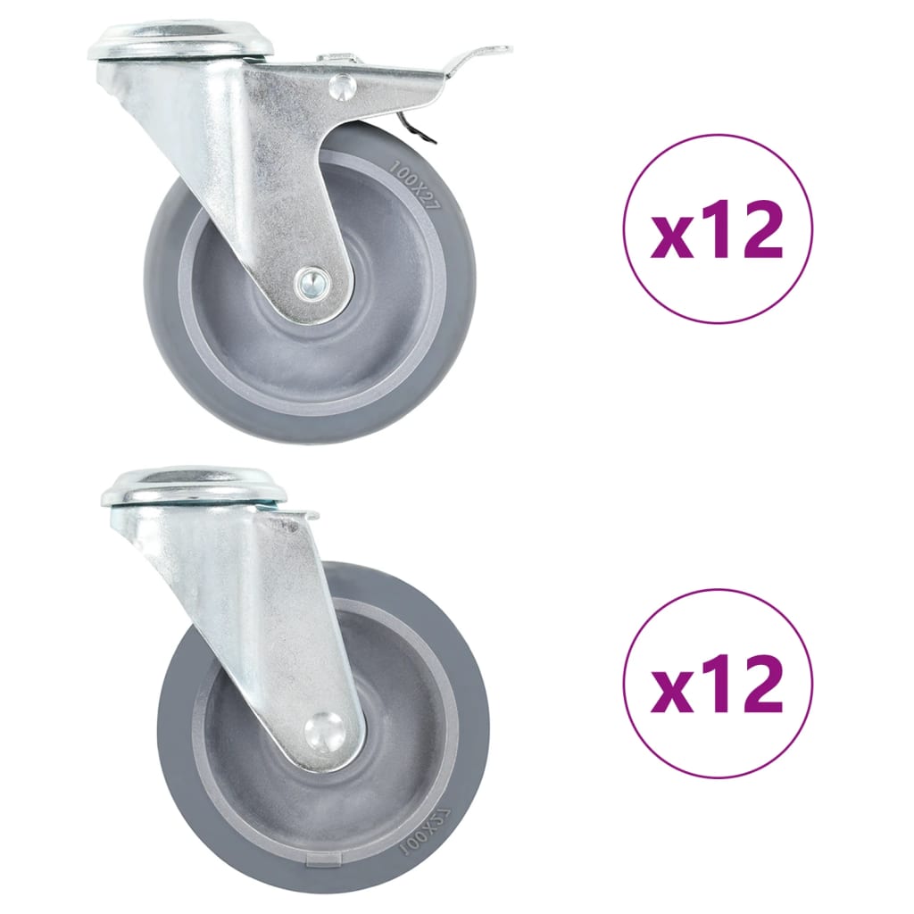 vidaXL Swivel Casters with Bolt Holes 4 pcs 100 mm