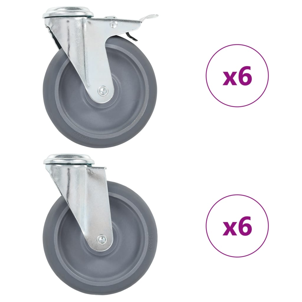 vidaXL Swivel Casters with Bolt Holes 4 pcs 125 mm