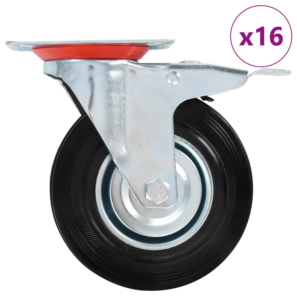 vidaXL Swivel Castor Wheels with Double Brakes 4 pcs 125 mm