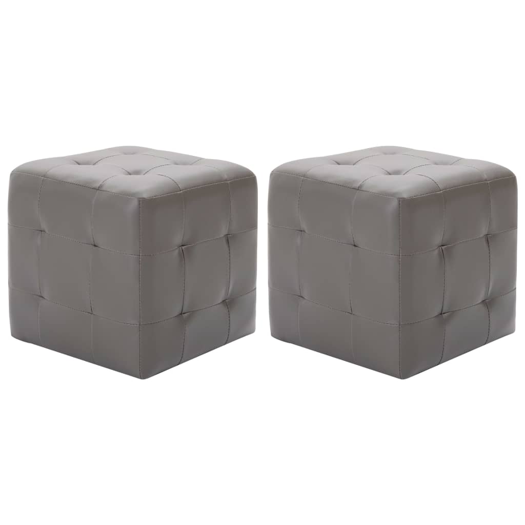 vidaXL Pouffe 2 pcs 30x30x30 cm artificial leather grey