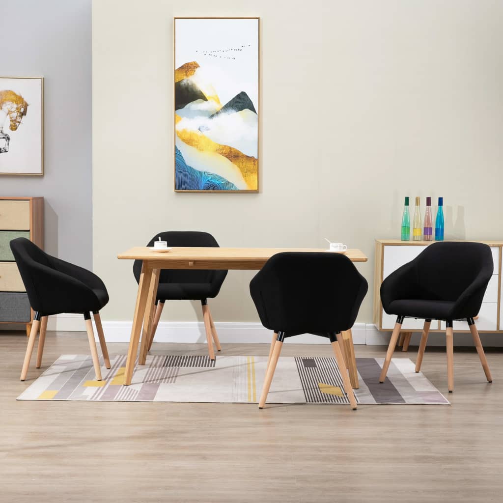 vidaXL Eetkamerstoelen 4 st stof donkergrijs