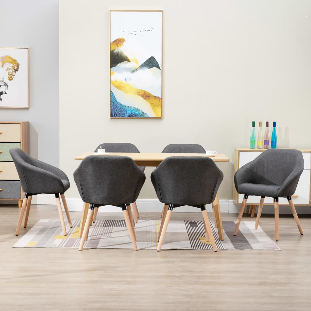 vidaXL Eetkamerstoelen 4 st stof donkergrijs