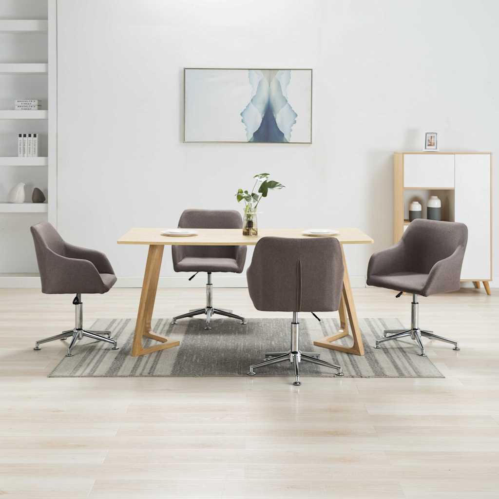 vidaXL Eetkamerstoelen 4 st draaibaar stof lichtgrijs