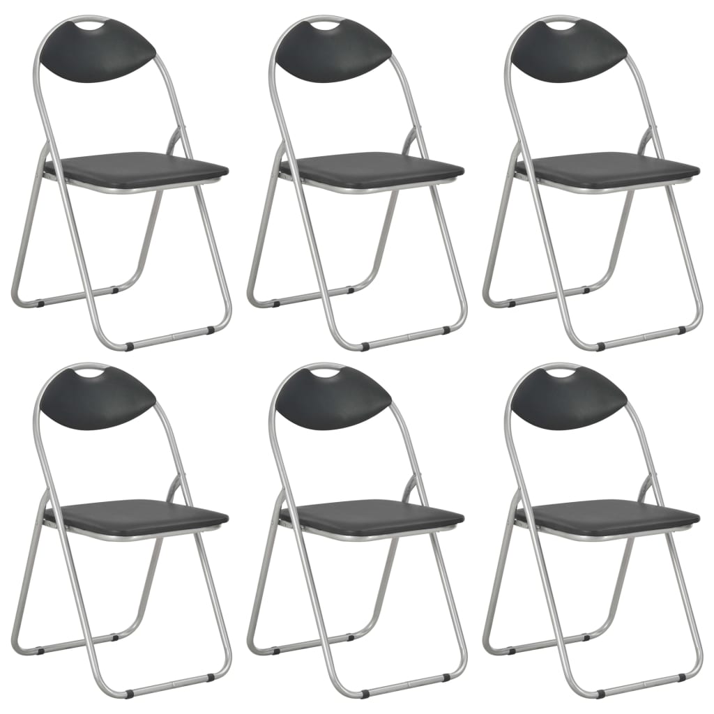vidaXL Eetkamerstoelen inklapbaar 4 st kunstleer zwart