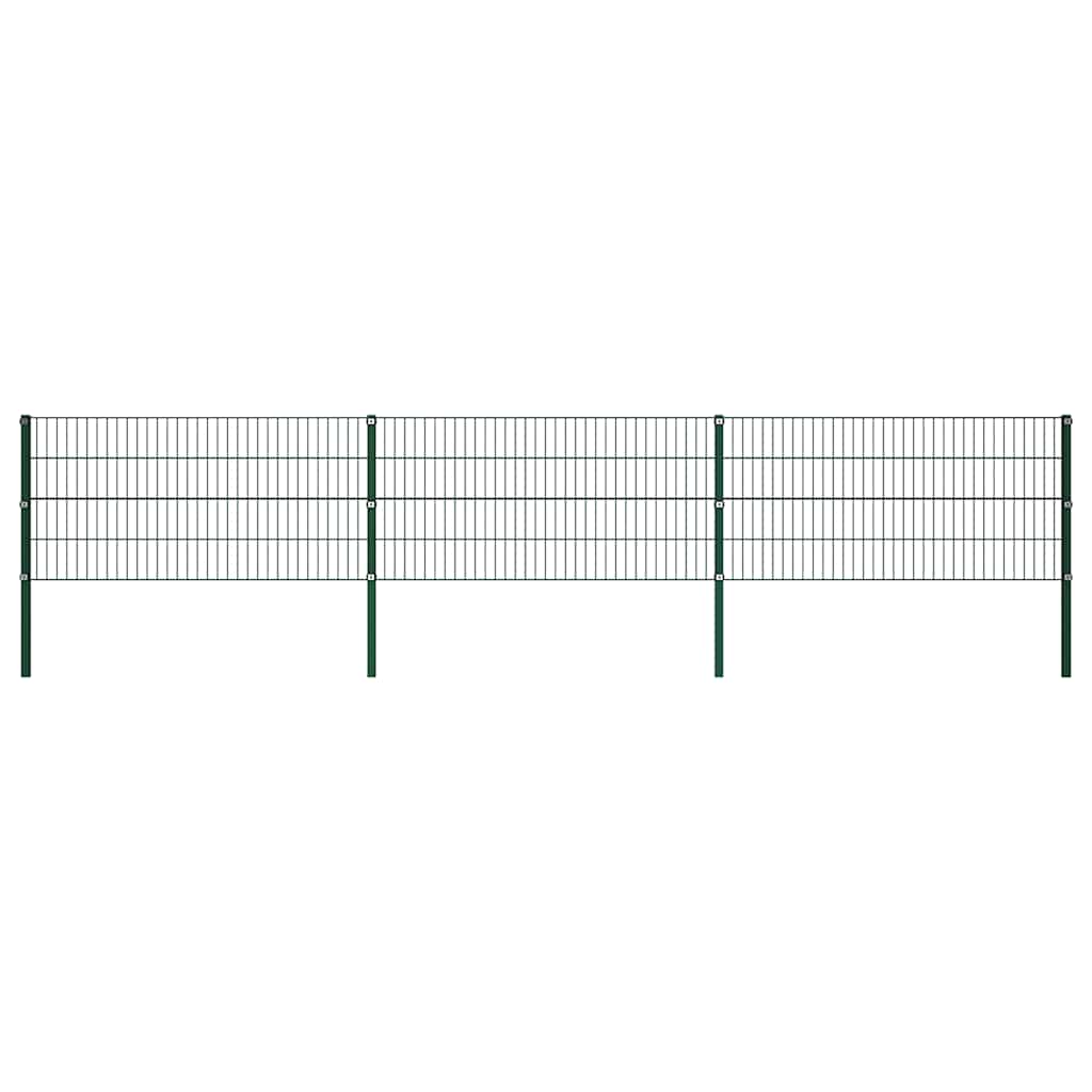 vidaXL Fence Panel with Posts Iron 176.5x80 cm Green