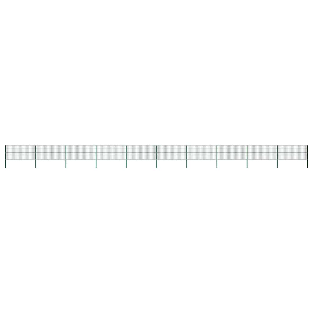 vidaXL Fence Panel with Posts Iron 176.5x80 cm Green