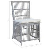 vidaXL Eetkamerstoelen 2 st met kussens natuurlijk rattan grijs