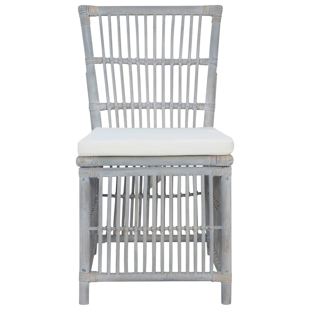 vidaXL Eetkamerstoelen 2 st met kussens natuurlijk rattan grijs