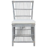 vidaXL Eetkamerstoelen 2 st met kussens natuurlijk rattan grijs