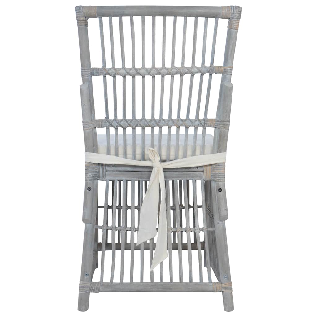 vidaXL Eetkamerstoelen 2 st met kussens natuurlijk rattan grijs