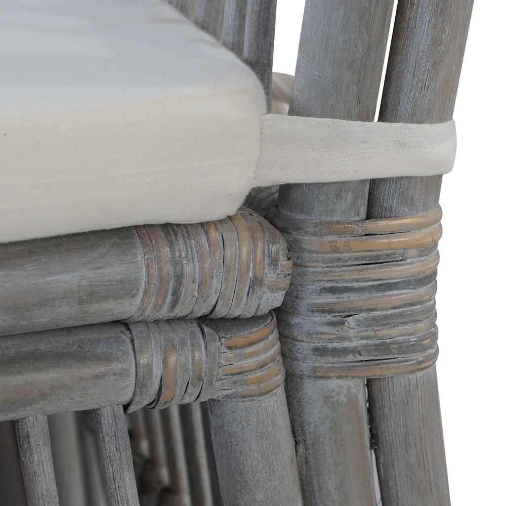 vidaXL Eetkamerstoelen 2 st met kussens natuurlijk rattan grijs