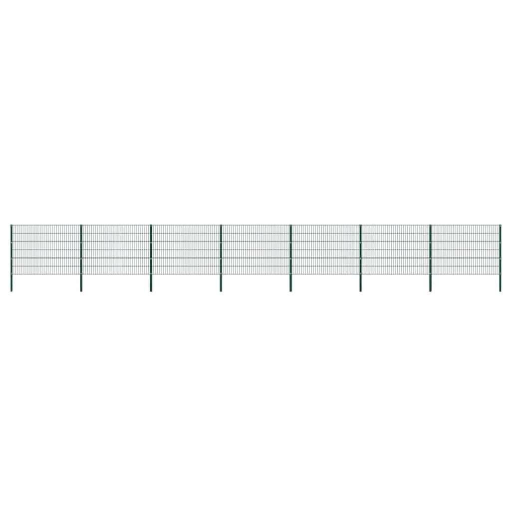 vidaXL Fence Panel with Posts Iron 176.5x80 cm Green