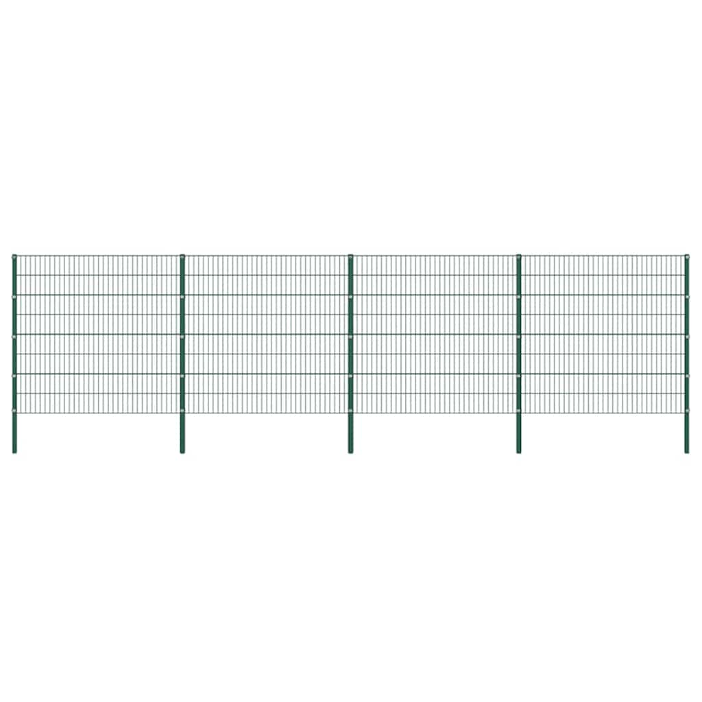 vidaXL Fence Panel with Posts Iron 176.5x80 cm Green