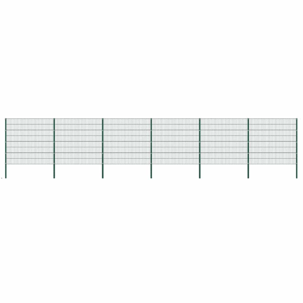 vidaXL Fence Panel with Posts Iron 176.5x80 cm Green