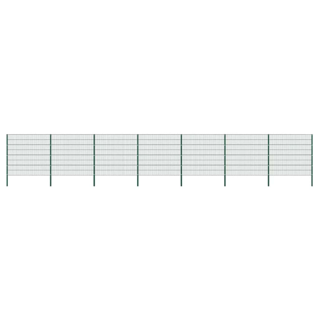 vidaXL Fence Panel with Posts Iron 176.5x80 cm Green