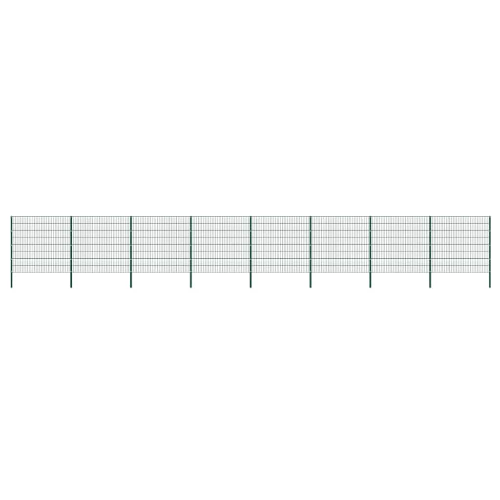 vidaXL Fence Panel with Posts Iron 176.5x80 cm Green