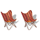 vidaXL Butterfly Chairs 2 pcs Chindi Fabric Multicolour