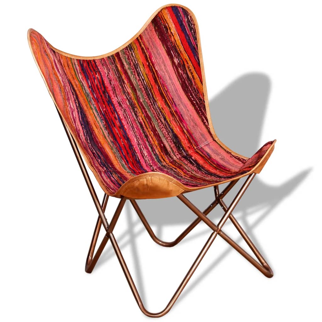 vidaXL Butterfly Chairs 2 pcs Chindi Fabric Multicolour