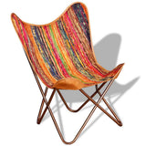 vidaXL Butterfly Chairs 2 pcs Chindi Fabric Multicolour