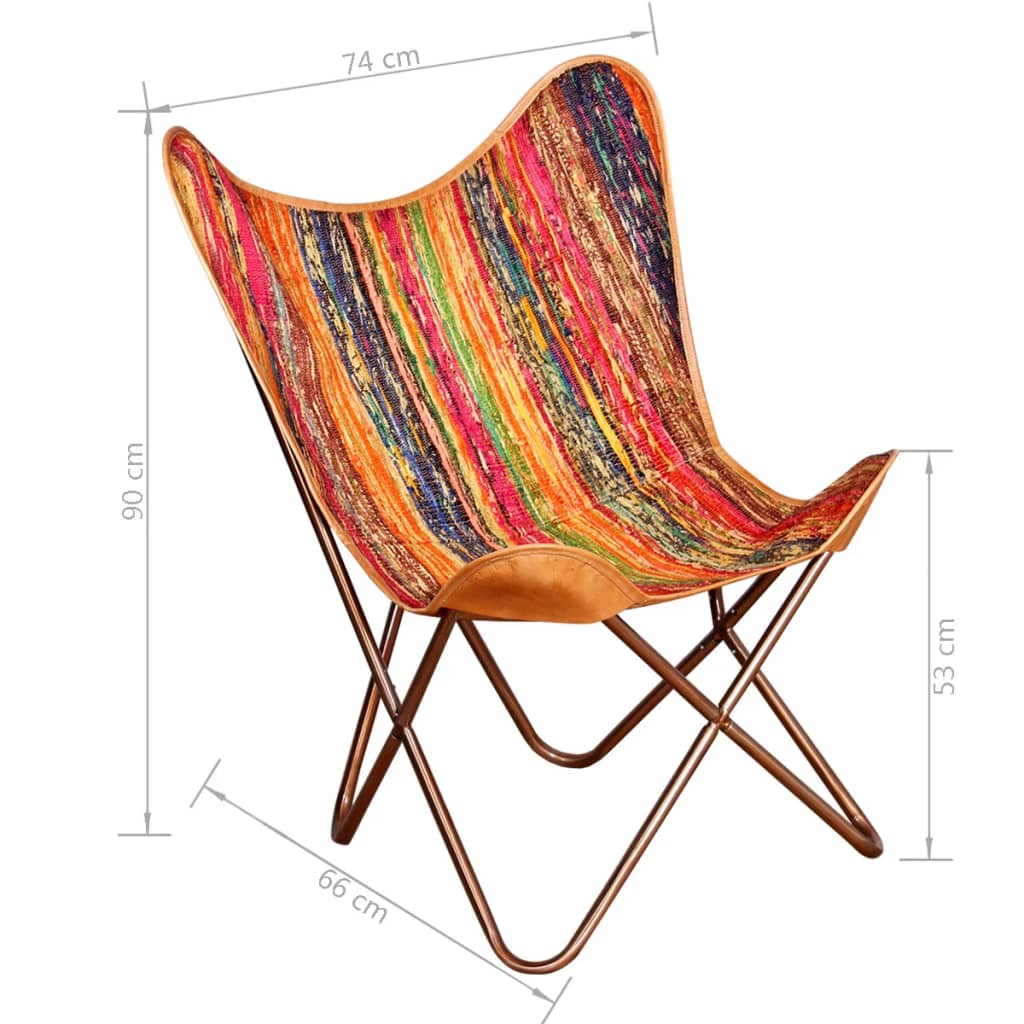 vidaXL Butterfly Chairs 2 pcs Chindi Fabric Multicolour