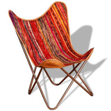 vidaXL Butterfly Chairs 2 pcs Chindi Fabric Multicolour