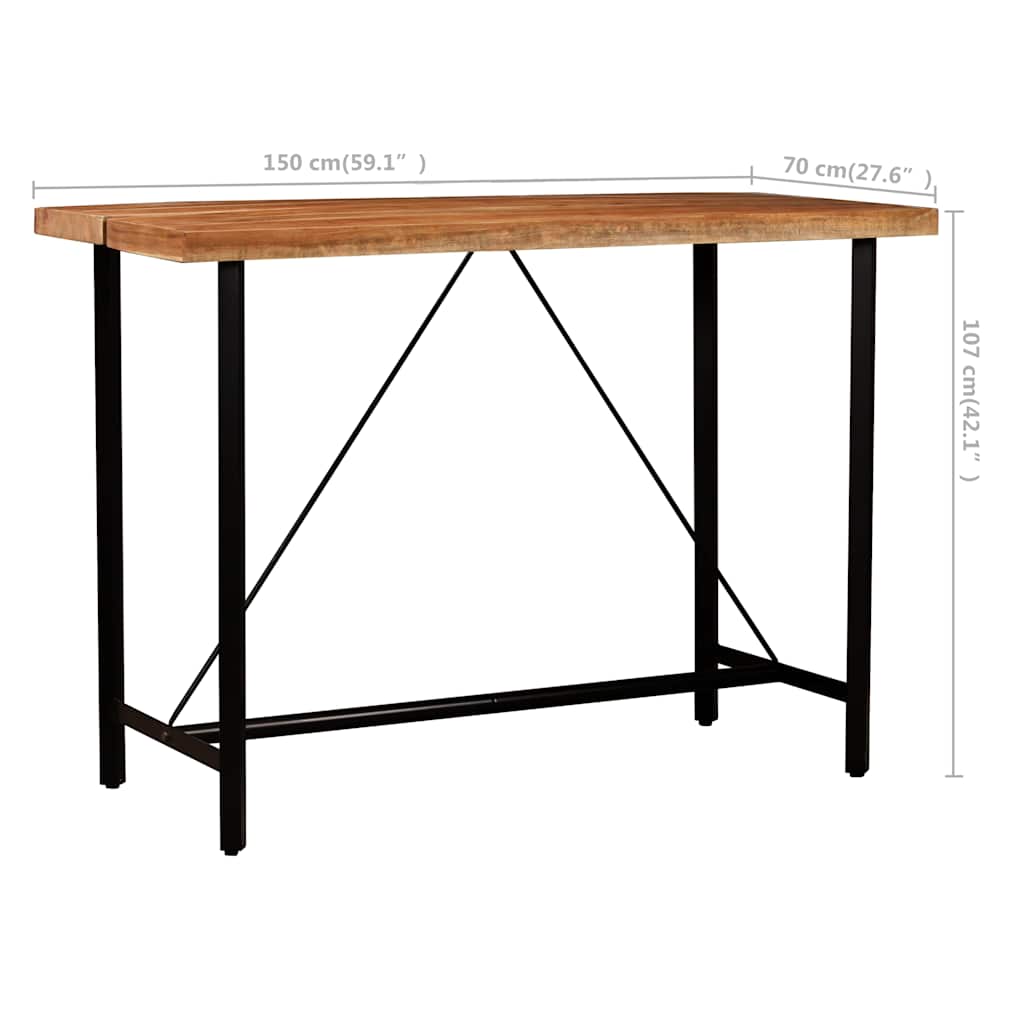 vidaXL 5-delige Barset massief hout en echt leer