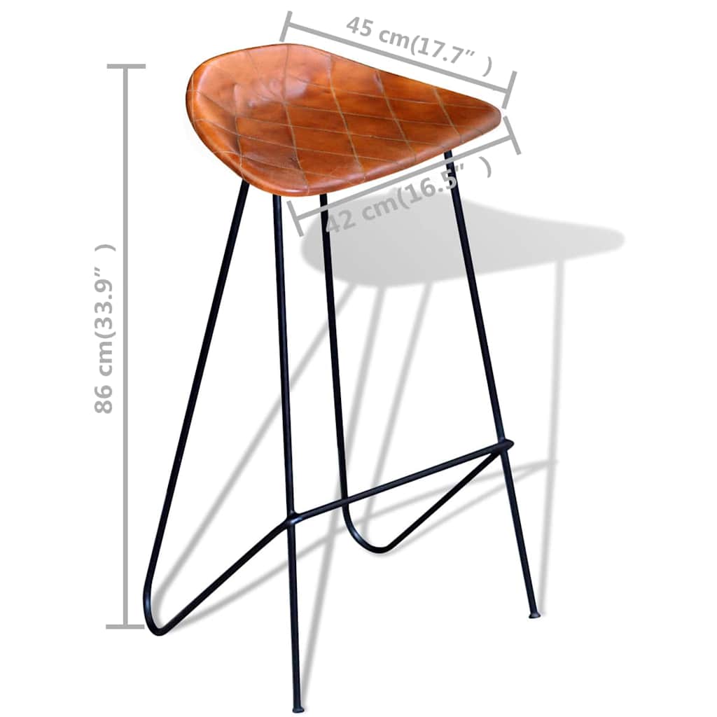 vidaXL 5-delige Barset massief hout en echt leer