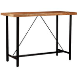 vidaXL 5-delige Barset massief hout en echt leer