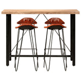 vidaXL 5-delige Barset massief hout en echt leer