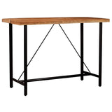 vidaXL 5-delige Barset massief hout en echt leer