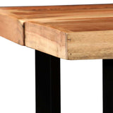 vidaXL 5-delige Barset massief hout en echt leer