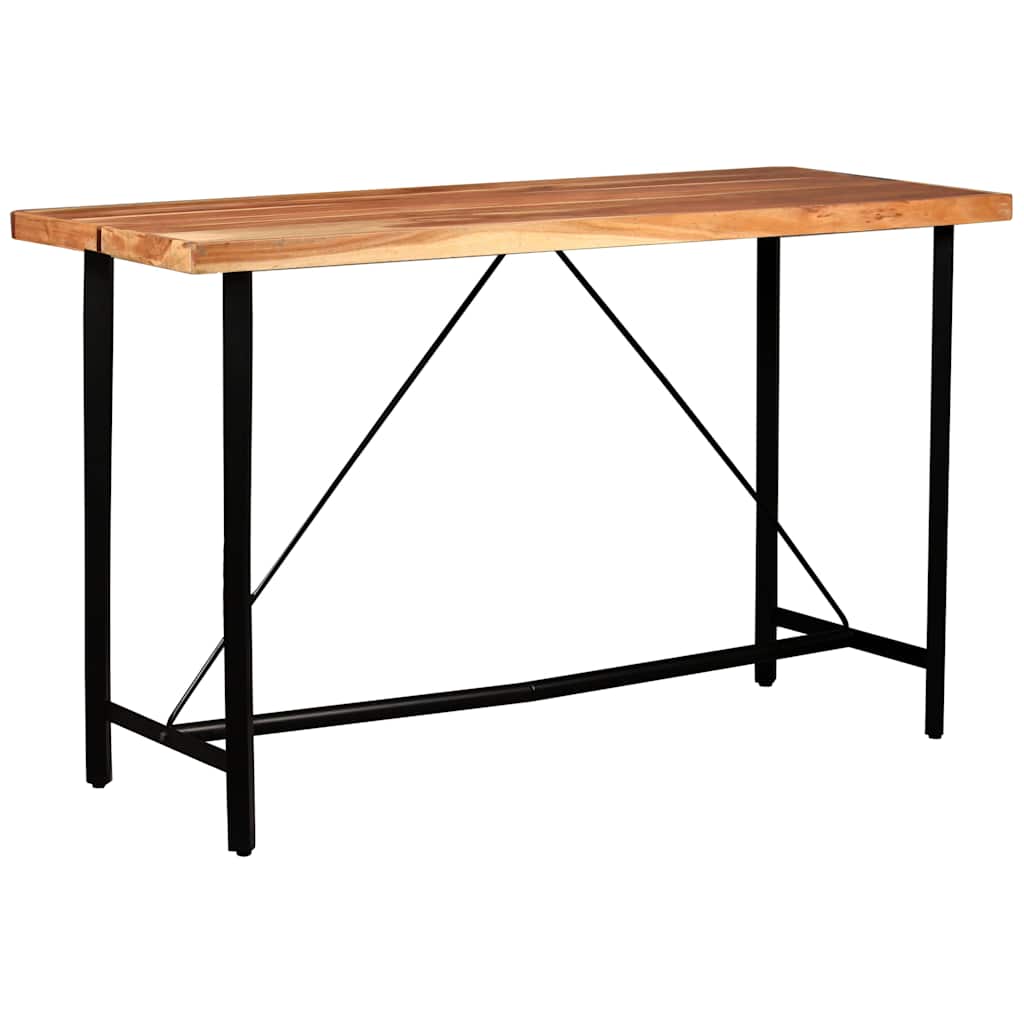 vidaXL 7-delige Barset massief hout en echt leer