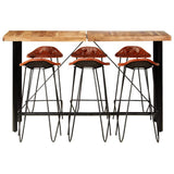 vidaXL 7-delige Barset massief hout en echt leer