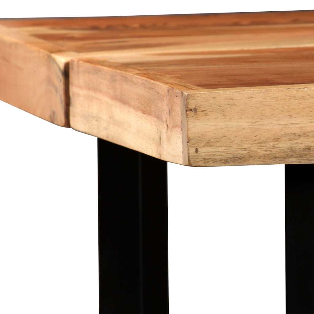 vidaXL 7-delige Barset massief hout en echt leer