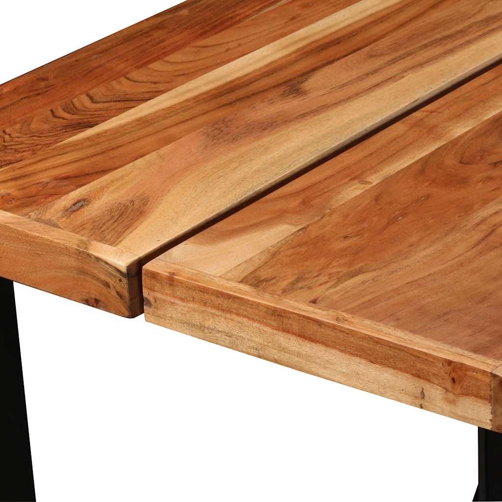 vidaXL 7-delige Barset massief hout en echt leer