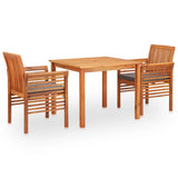 vidaXL 3-Piece Garden Lounge Set with Cushions Solid Acacia Wood